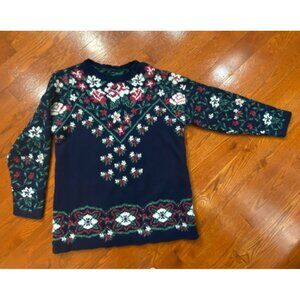 Women's Vintage Navy Floral Sweater